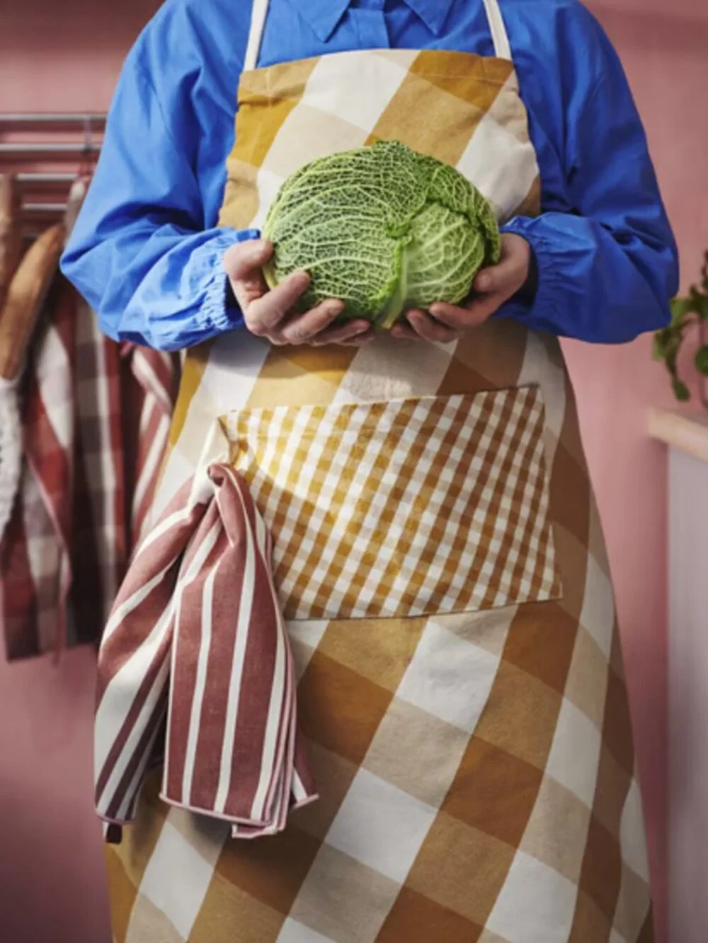 IKEA KÖSSEBÄR Cotton Apron - Yellow/White - Gingham Classic